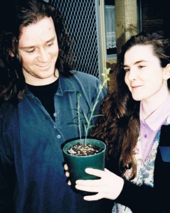 Rebecca and colleague John Curnow working on the Greenhood Orchid Project, 1990. Photo - courtesy Rebecca Millar