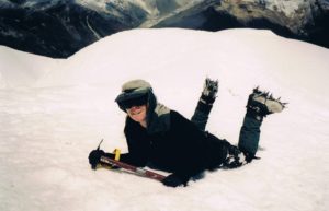 A young Rebecca practising 'fall techniques' before embarking on a 10-day solo trek through the Andes in Peru. Photo - courtesy Rebecca Millar