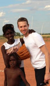 John with recipients of sporting equipment donated thanks to Fair Game in the Pilbara. 