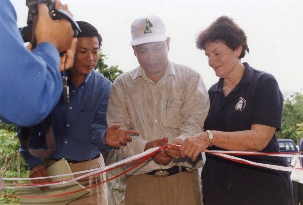 Mary (right) at the opening of the Free the Bears sanctuary in Cambodia.